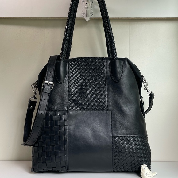 Patricia Nash Paloma Three Way Woven Black Leather Bag